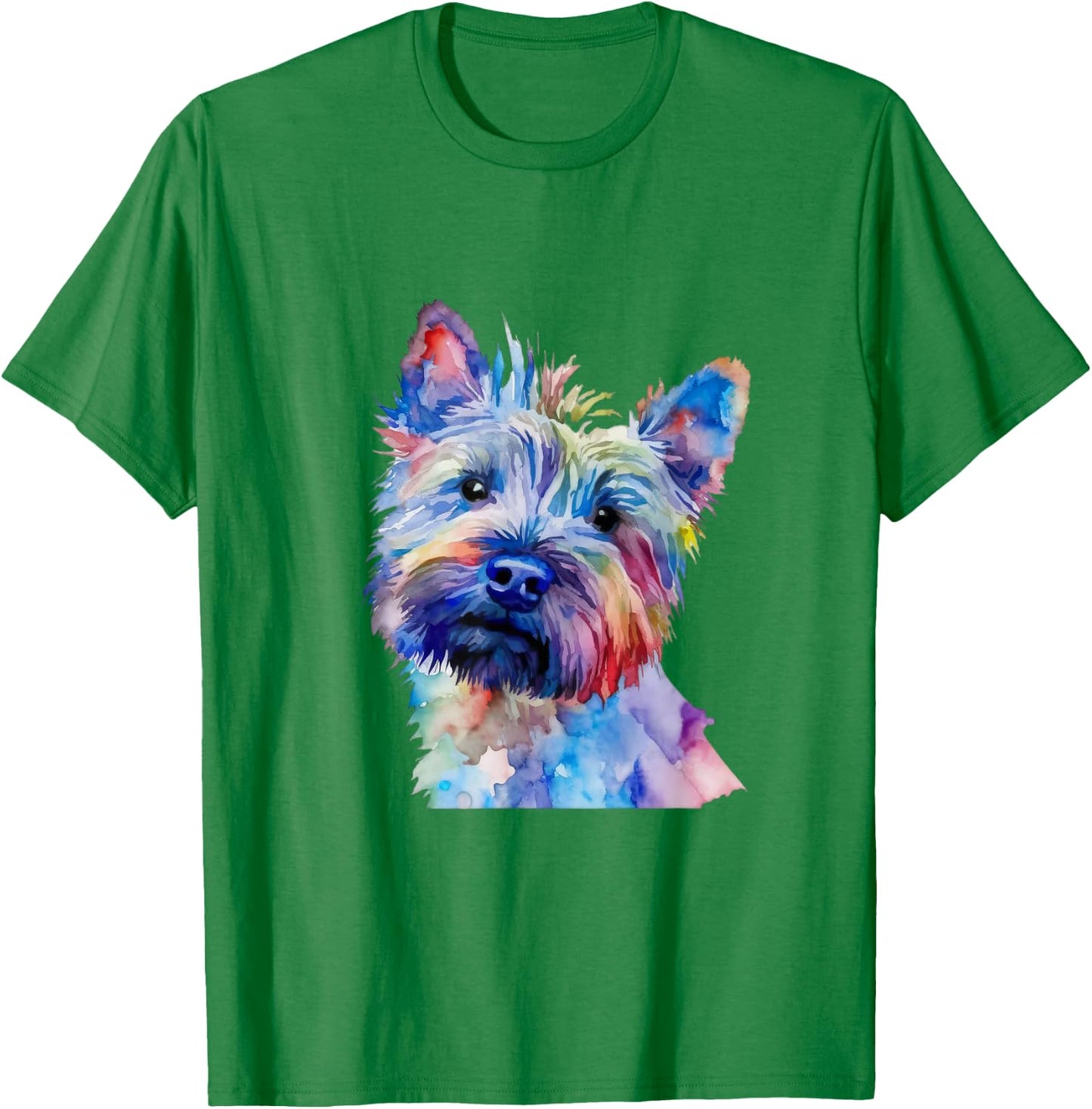 Cairn Terrier Dog Colorful Watercolor Dog Men Women Kids T-Shirt - T-Shirt | Irish Green