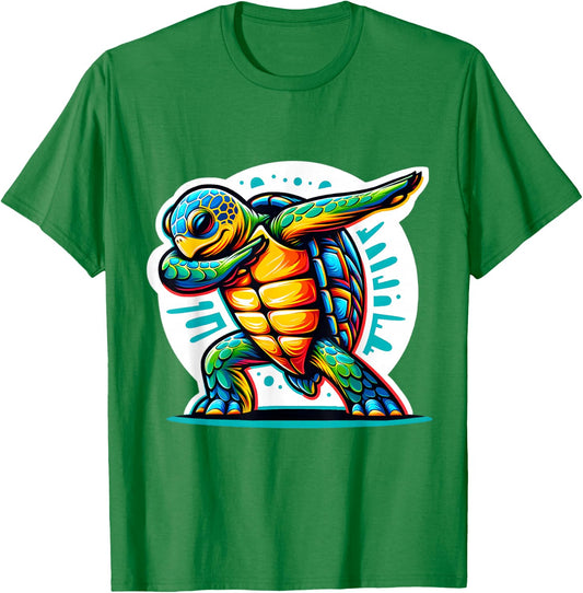 Sea Turtle Dabbing Cute Kids Boys Men Women T-Shirt - T-Shirt | Irish Green