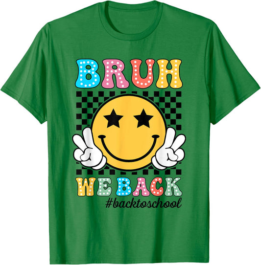 Bruh We Back Teachers Retro Back To School Boys Girls Kids T-Shirt - T-Shirt | Irish Green
