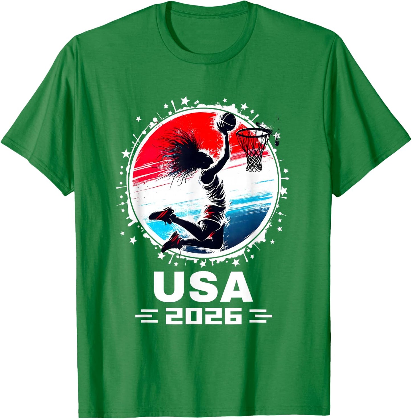 Basketball 2026 Women Basketball USA Flag 2026 T-Shirt - T-Shirt | Irish Green