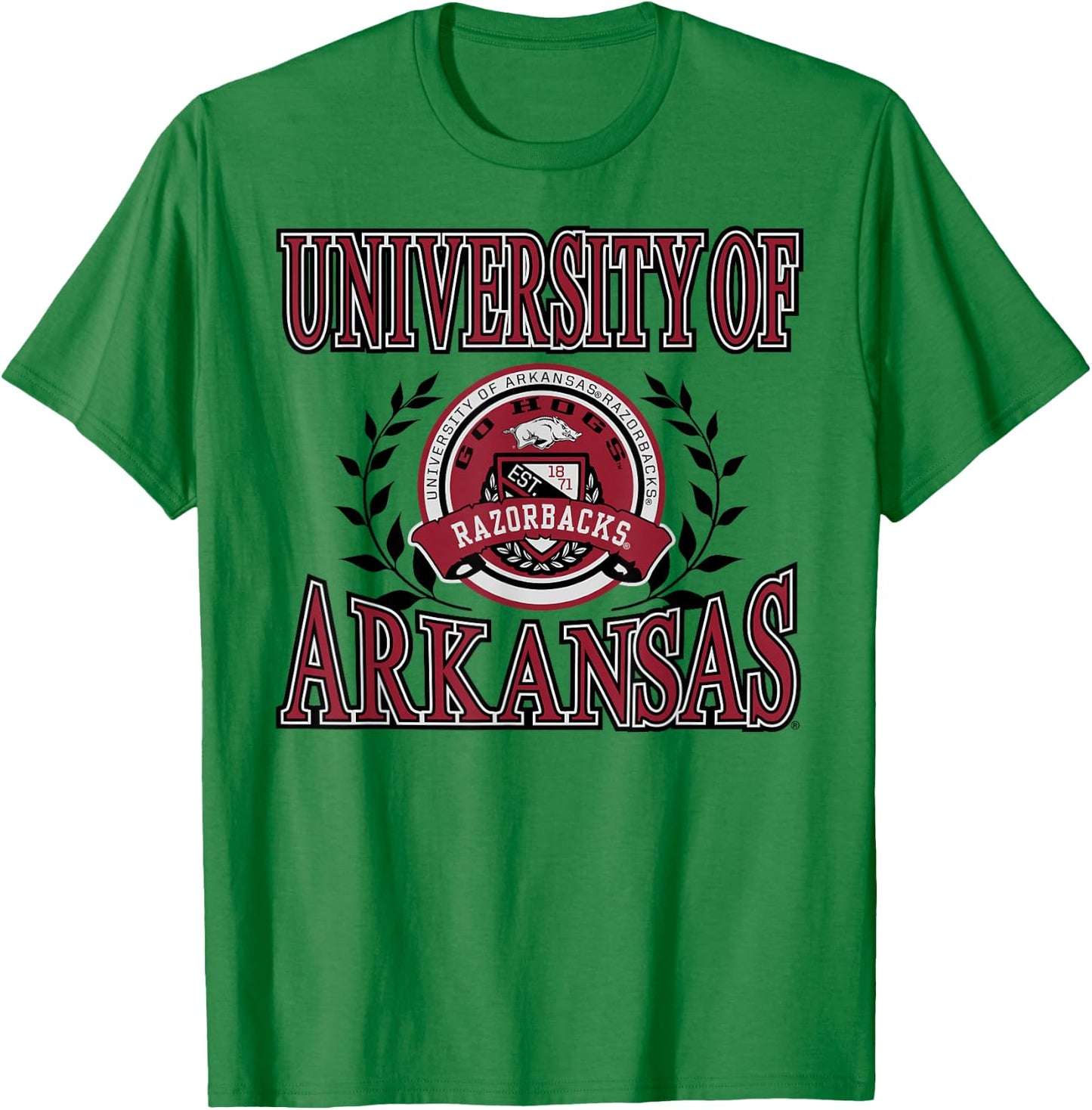 Arkansas Razorbacks Laurels Officially Licensed T-Shirt - T-Shirt | Irish Green