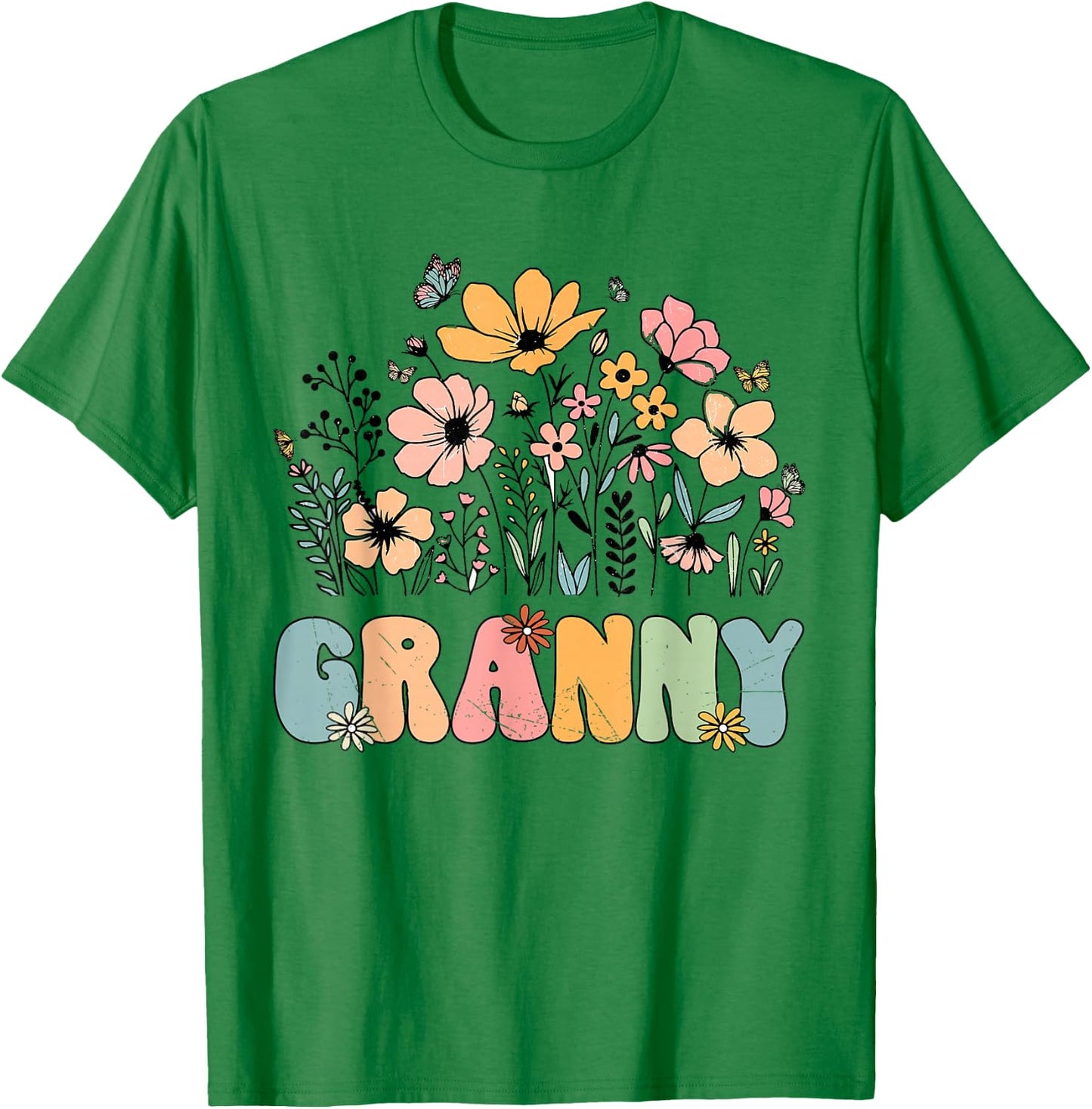 Wildflower Granny shirt for Grandma Grandmother Announcement T-Shirt - T-Shirt | Irish Green