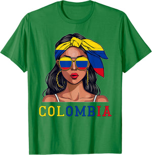 Colombianas Souvenirs Products Woman Flag Roots Colombia T-Shirt - T-Shirt | Irish Green