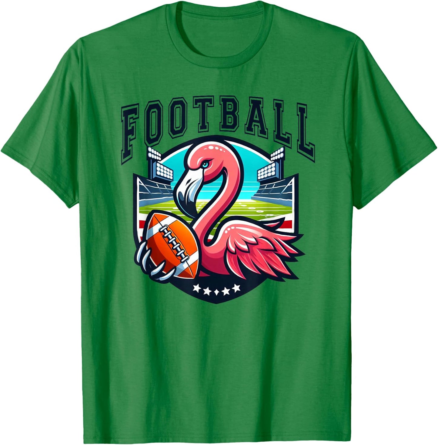 Football Pink Flamingo Playing T-Shirt - T-Shirt | Irish Green