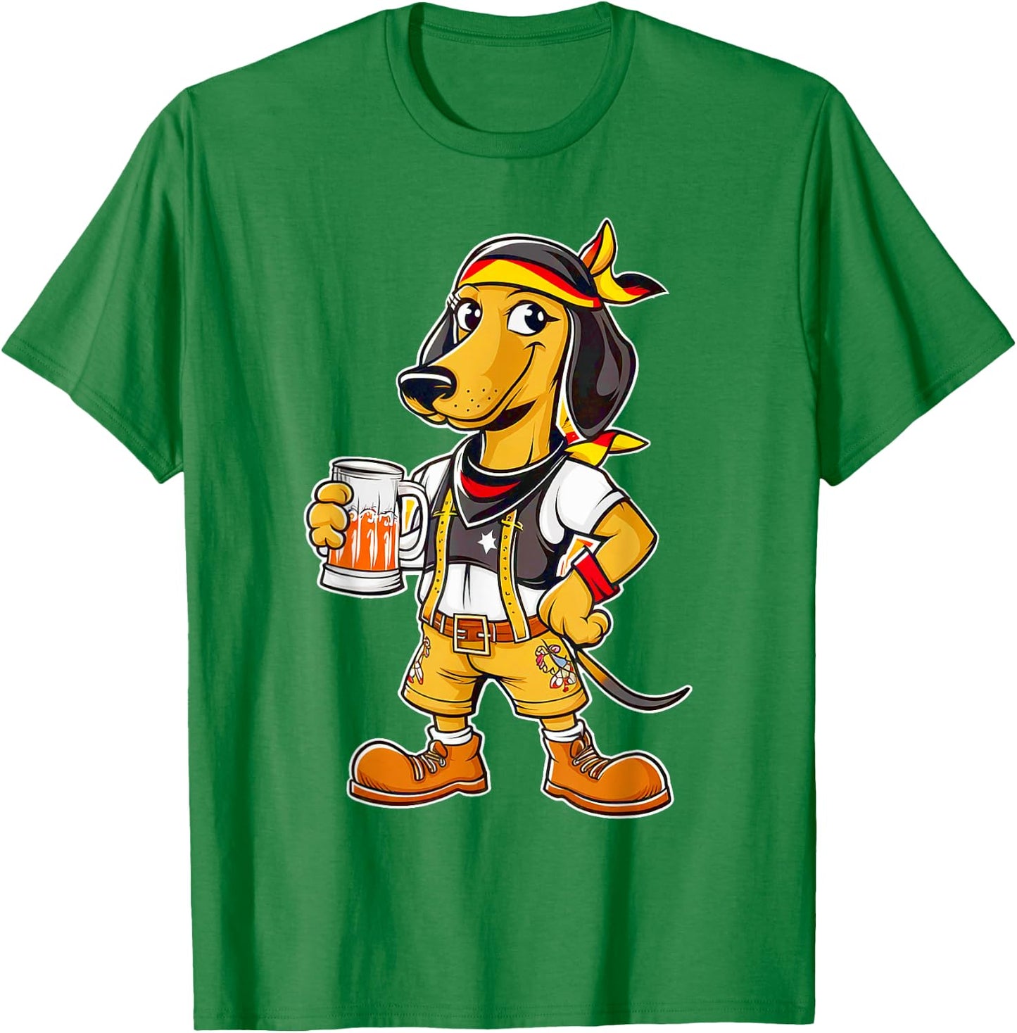 Dachshund German Clothing Oktoberfest Lederhosen Men's Cheers T-Shirt - T-Shirt | Irish Green