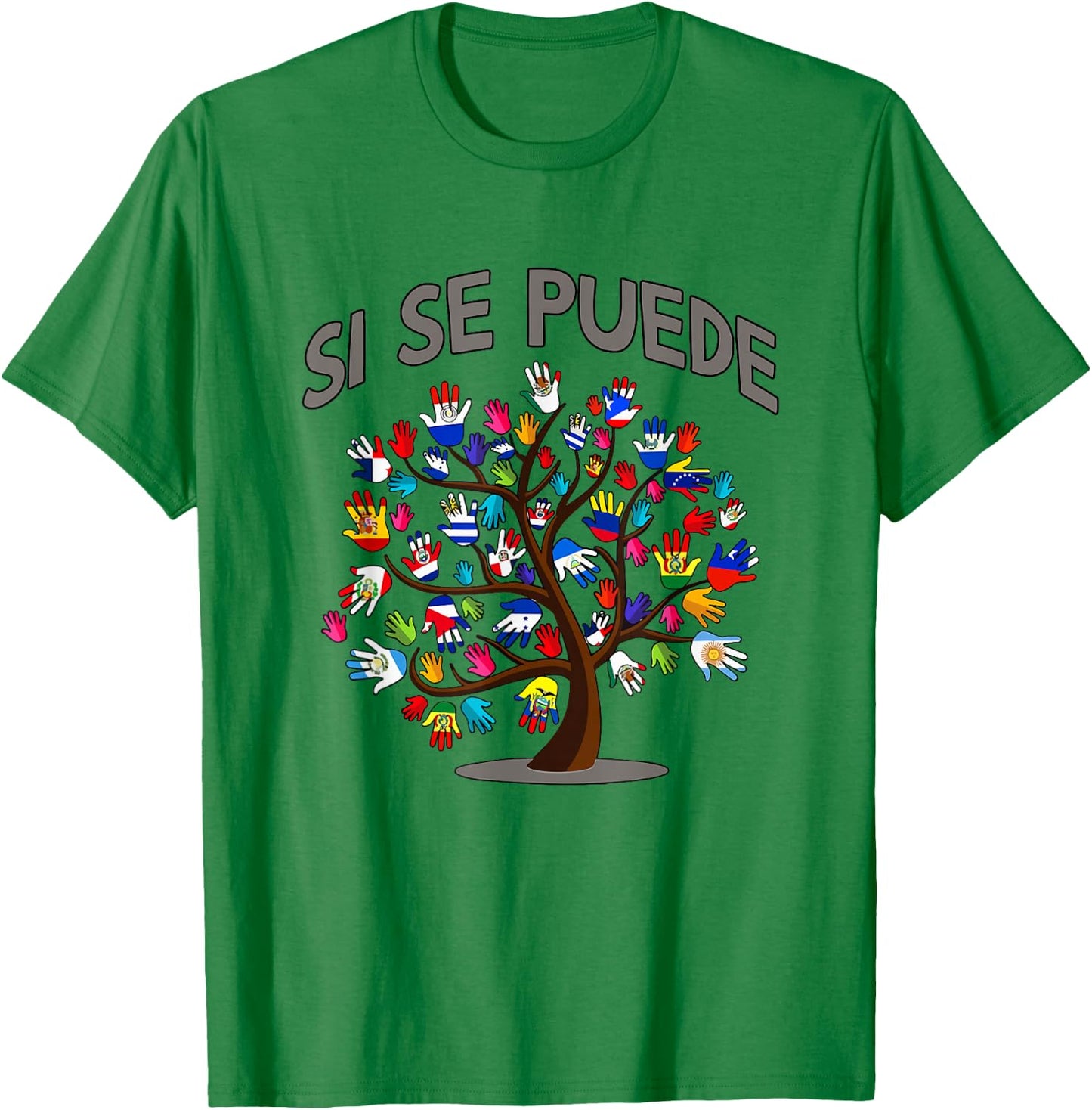 Hispanic Heritage Month Si Se Puede Tree Roots Latina Flag T-Shirt - T-Shirt | Irish Green