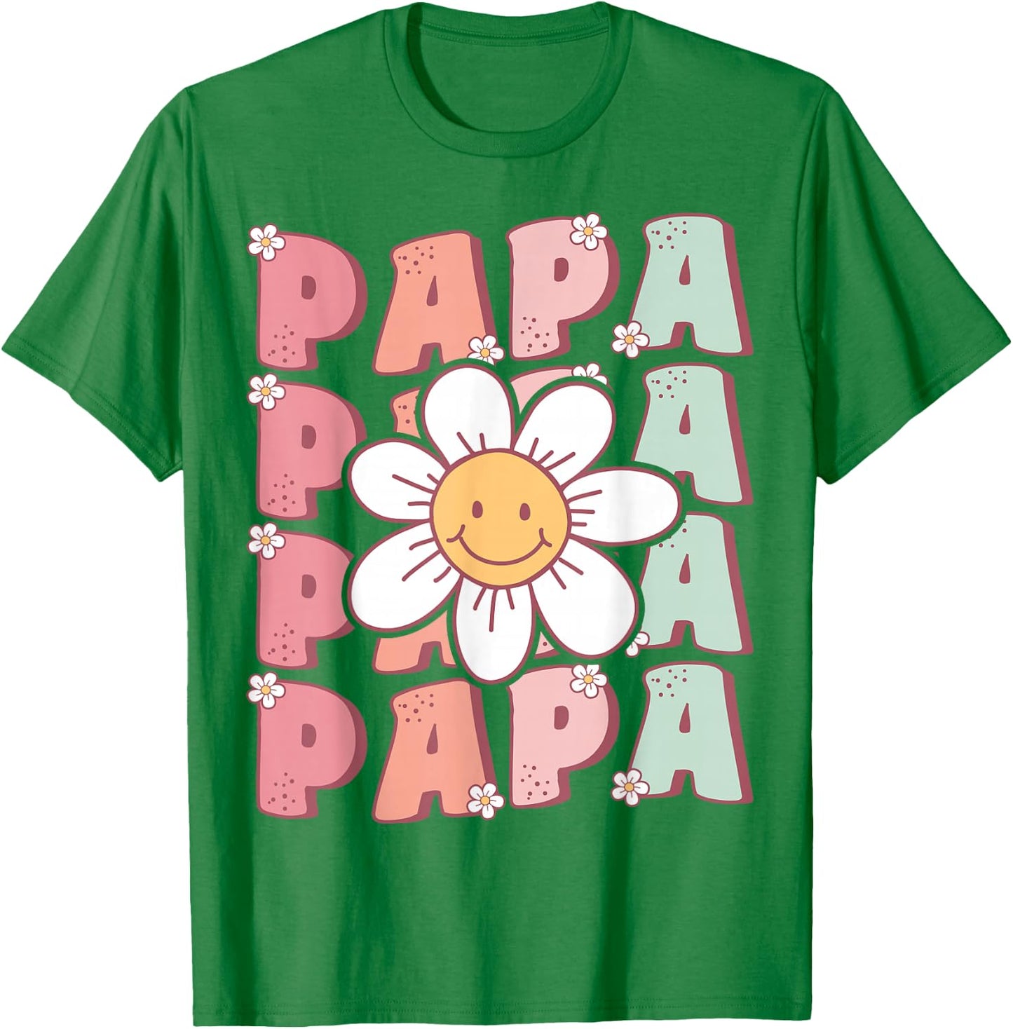 Groovy Papa Matching Family Birthday Party Daisy Flower T-Shirt - T-Shirt | Irish Green