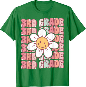70s Groovy 3rd Grade Back To School First Day of Third Grade T-Shirt - T-Shirt | Irish Green