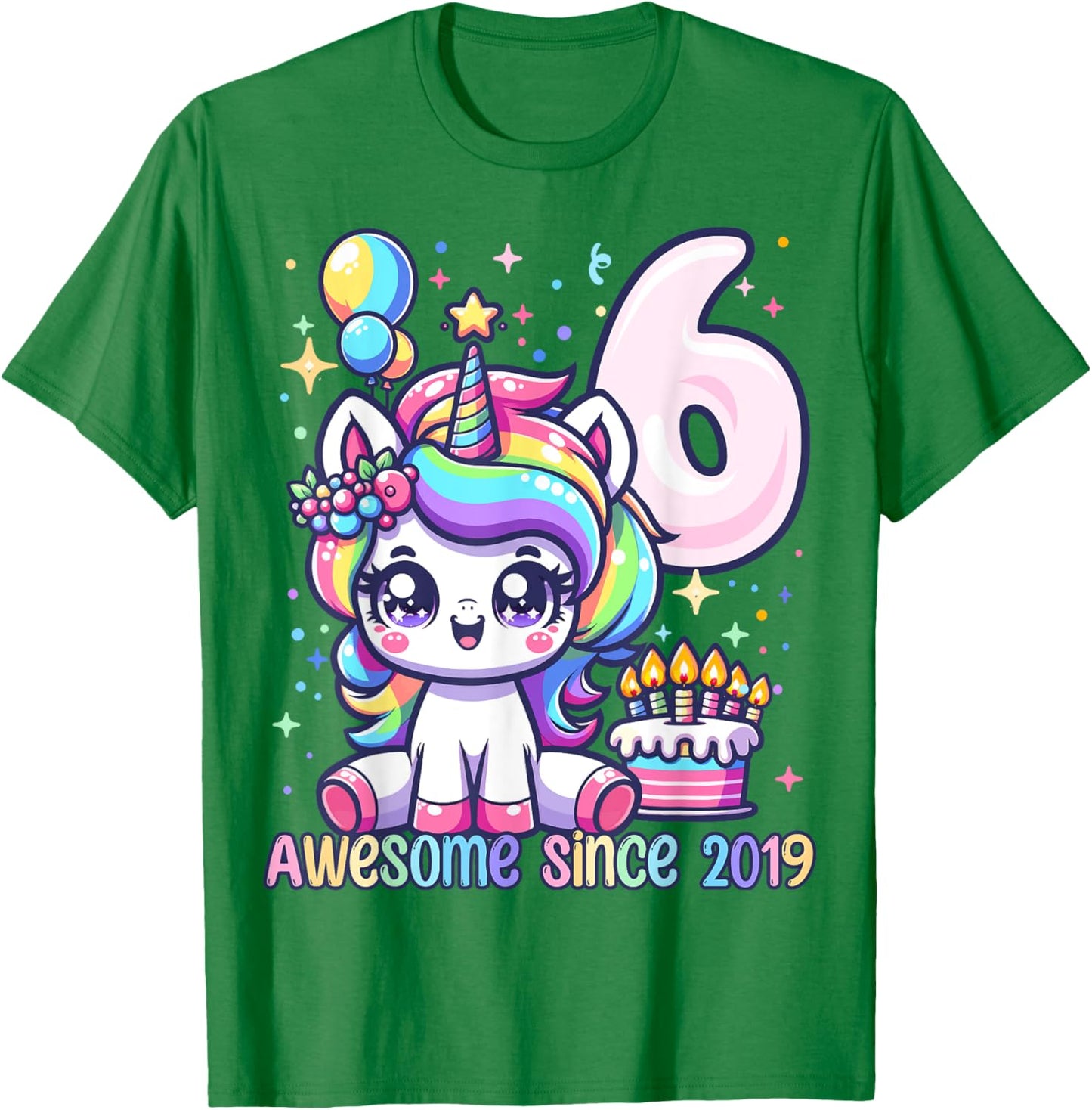 Unicorn 6th Birthday 6 Year Old Unicorn Party Girls Outfit T-Shirt - T-Shirt | Irish Green
