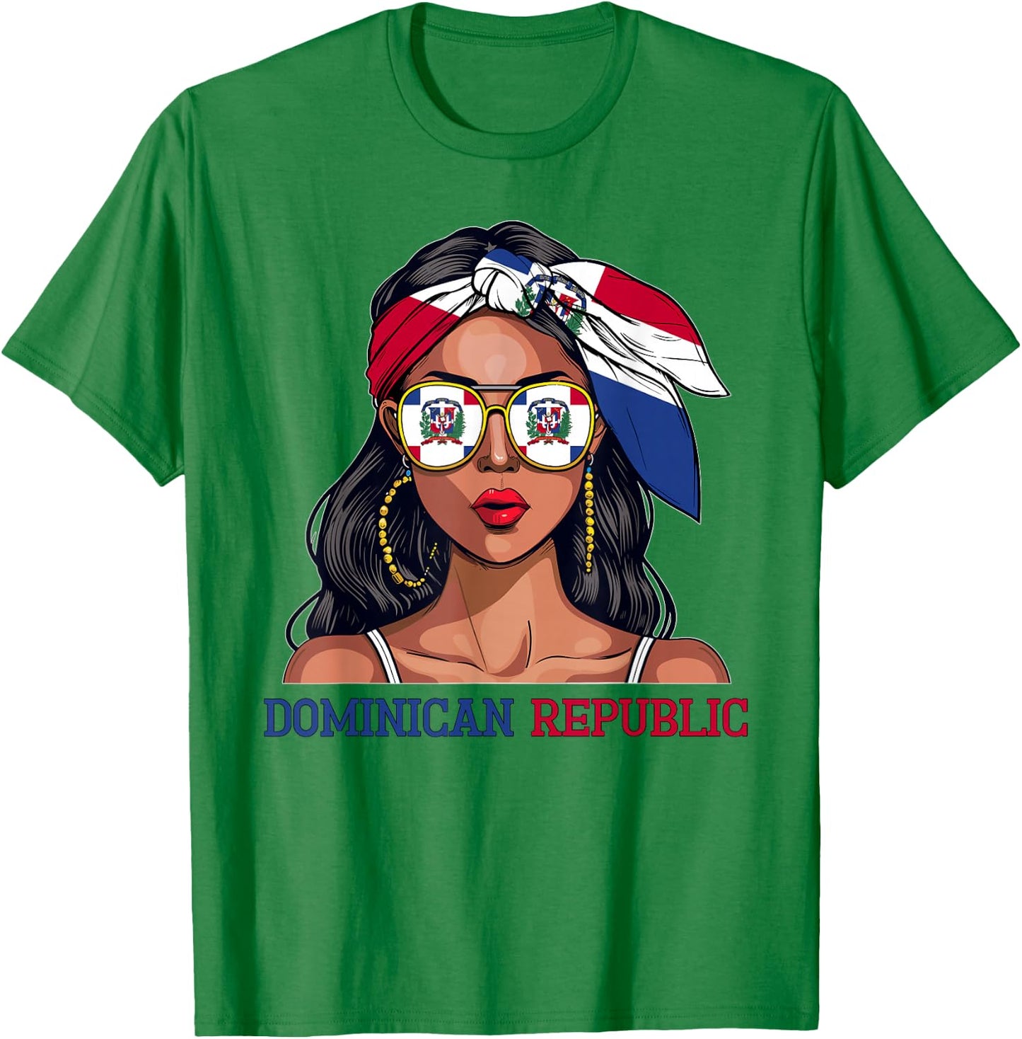 Dominican Souvenirs Woman Flag Roots Dominican Republic T-Shirt - T-Shirt | Irish Green