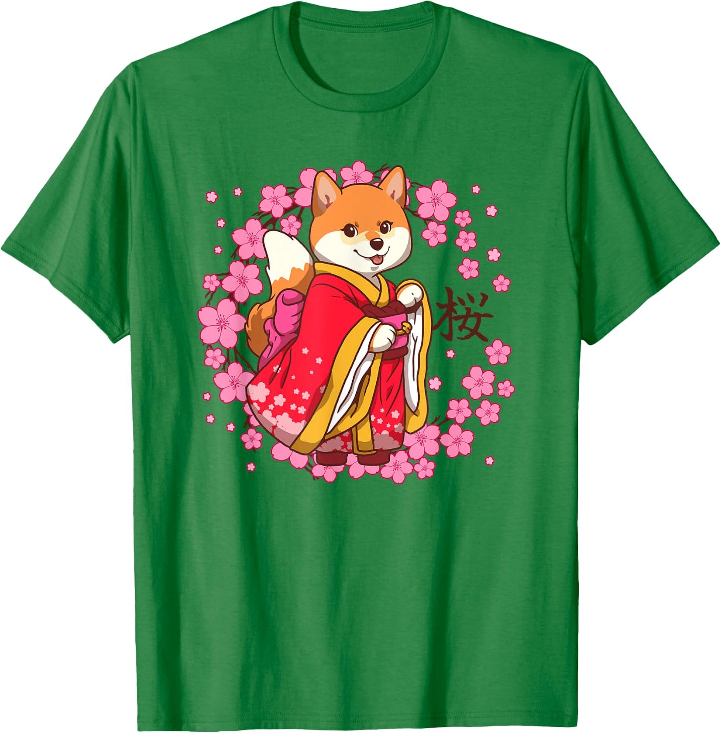 Kawaii Dog SAKURA 桜 Spring T-Shirt - T-Shirt | Irish Green