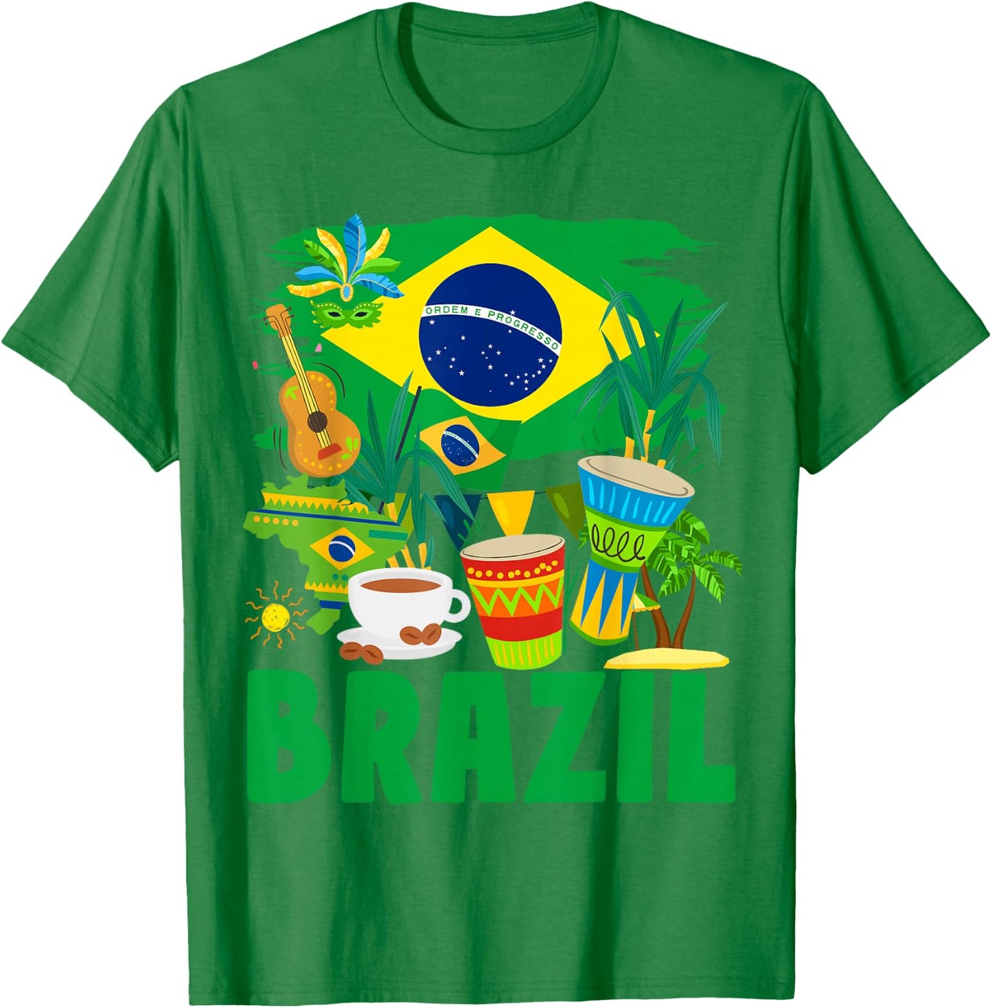 Brazil Flag Outfit Idea For Kids Brasil & Brazilian Flag T-Shirt - T-Shirt | Irish Green