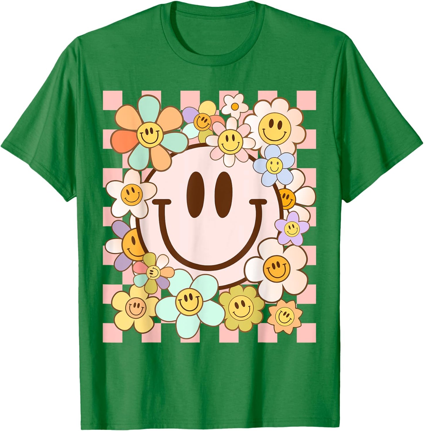 Happy Face Daisy Flower Shirt Preppy Aesthetic Smile Face T-Shirt - T-Shirt | Irish Green