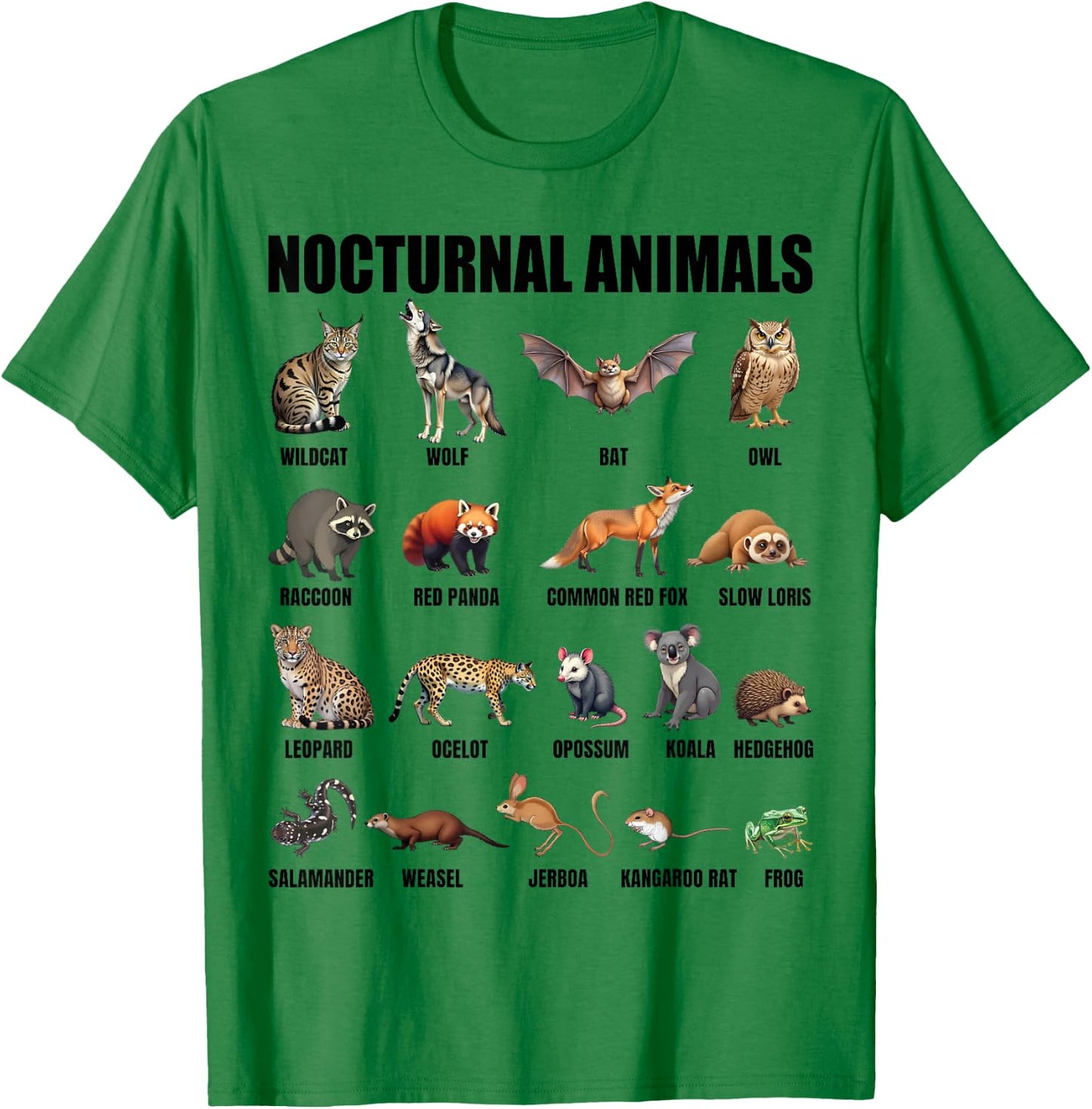 Nocturnal Animals Educational Wildlife Science Nature Lover T-Shirt - T-Shirt | Irish Green