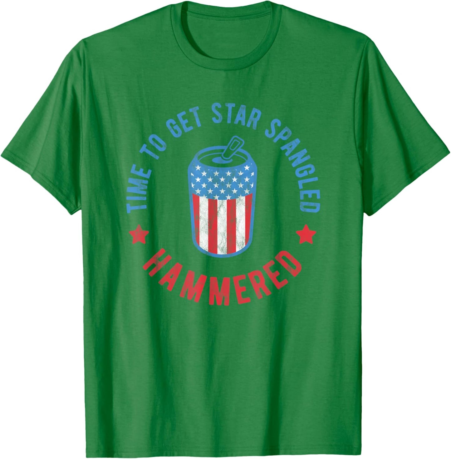 Time to Get Star Spangled Hammered Shirt 4th July Drinking T-Shirt - T-Shirt | Irish Green