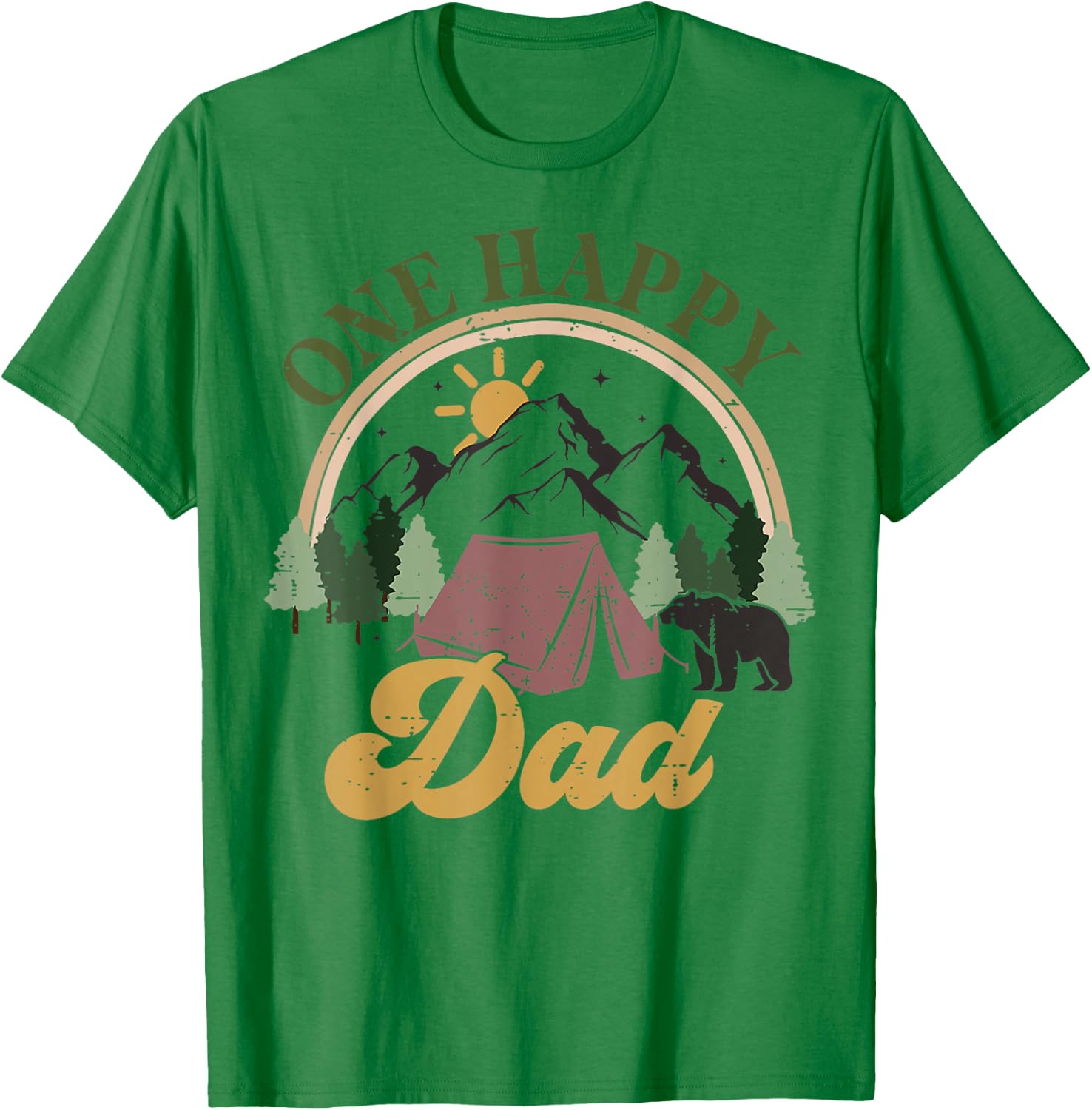 Cute One Happy Camper Birthday Decorations One Happy Dad T-Shirt - T-Shirt | Irish Green