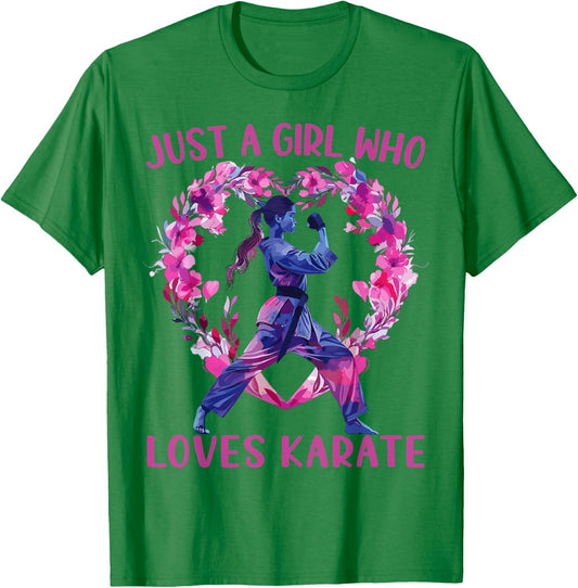 Just A Girl Who Loves Karate Cute Karate Lovers Gift T-Shirt - T-Shirt | Irish Green