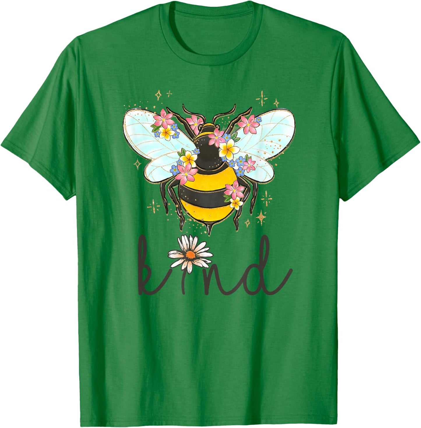 Cool Bee Kind Shirt Flower Funny Bumble Bee Women Girls T-Shirt - T-Shirt | Irish Green