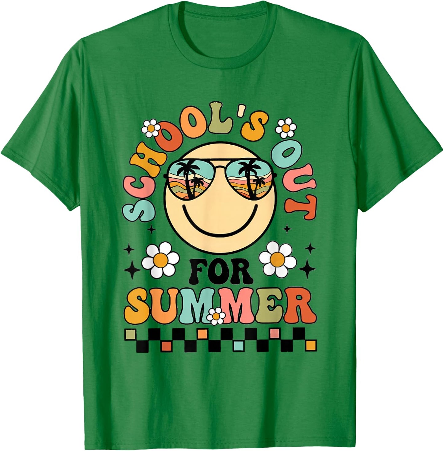 Retro Schools Out For Summer Kindergarten Grad Toddler Kids T-Shirt - T-Shirt | Irish Green