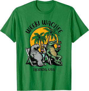 Weeki Wachee Florida USA Funny Manatee Alligator Design T-Shirt - T-Shirt | Irish Green