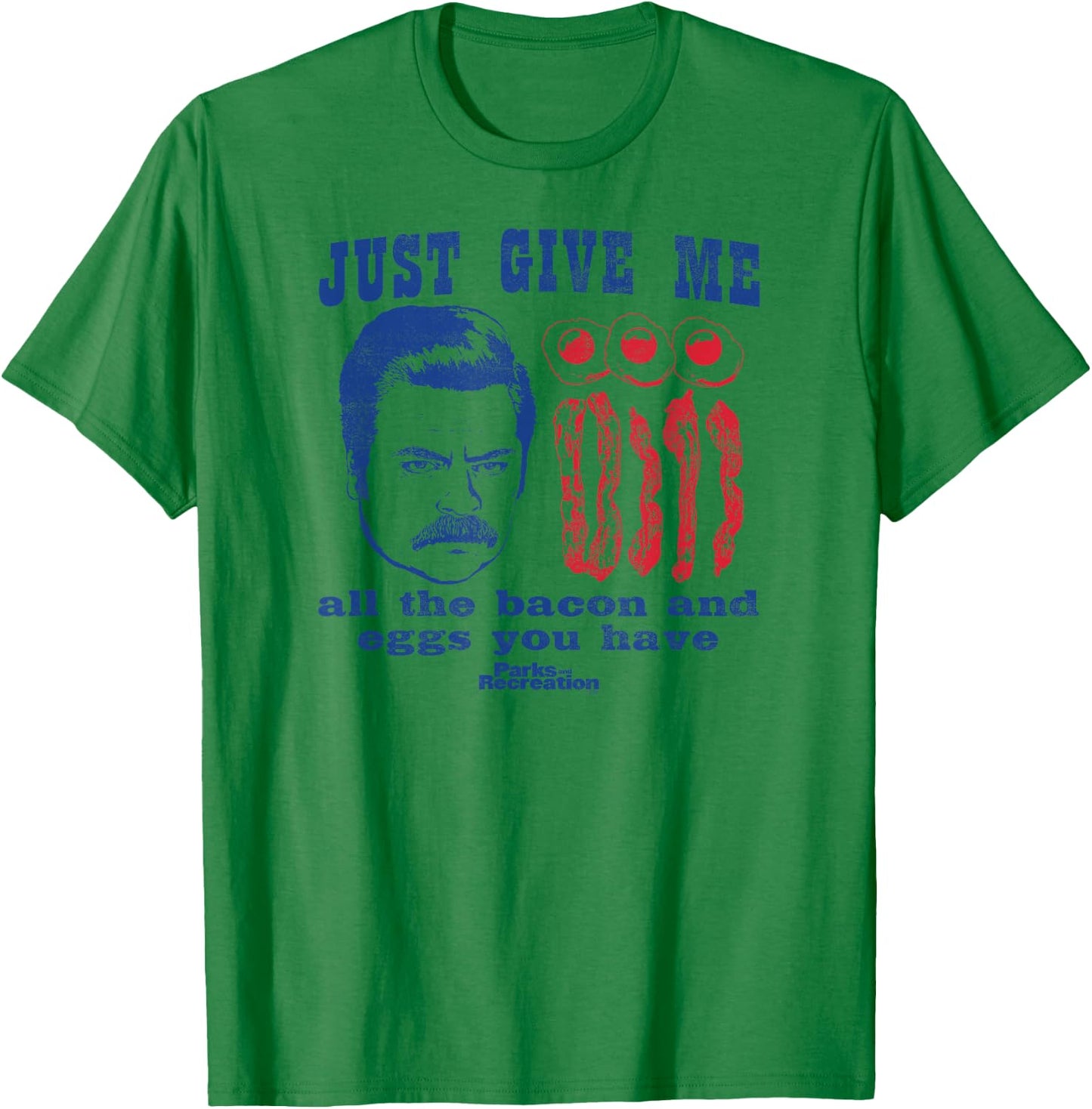 Parks and Recreation Ron Swanson All The Bacon and Eggs T-Shirt - T-Shirt | Irish Green