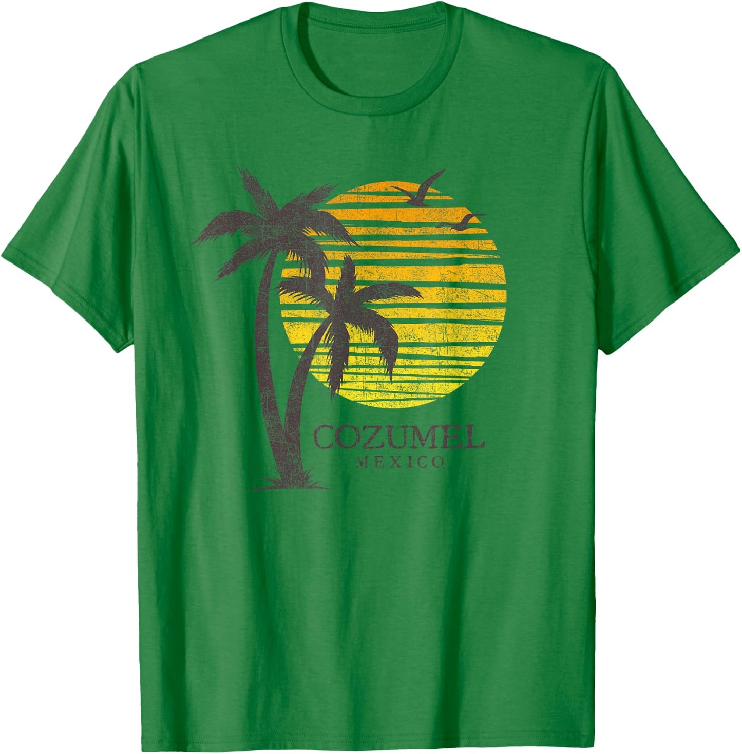 Cozumel Mexico Souvenir Beach Sunset Vintage T-Shirt - T-Shirt | Irish Green