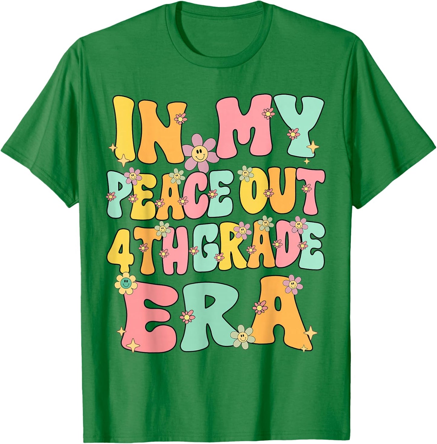 In My Peace Out 4th Grade Era Groovy Last Day Of 4th Grade T-Shirt - T-Shirt | Irish Green