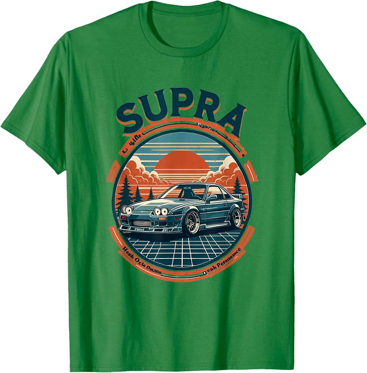 Retro 90s Supra Street Racing Drift Car T-Shirt - T-Shirt | Irish Green
