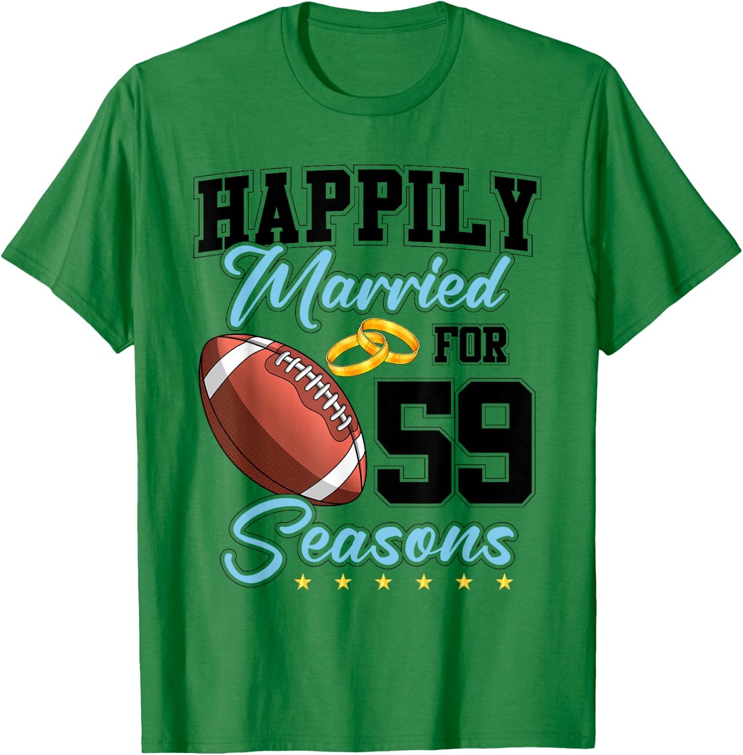 59th Wedding Anniversary Football Couples 59 Years Marriage T-Shirt - T-Shirt | Irish Green