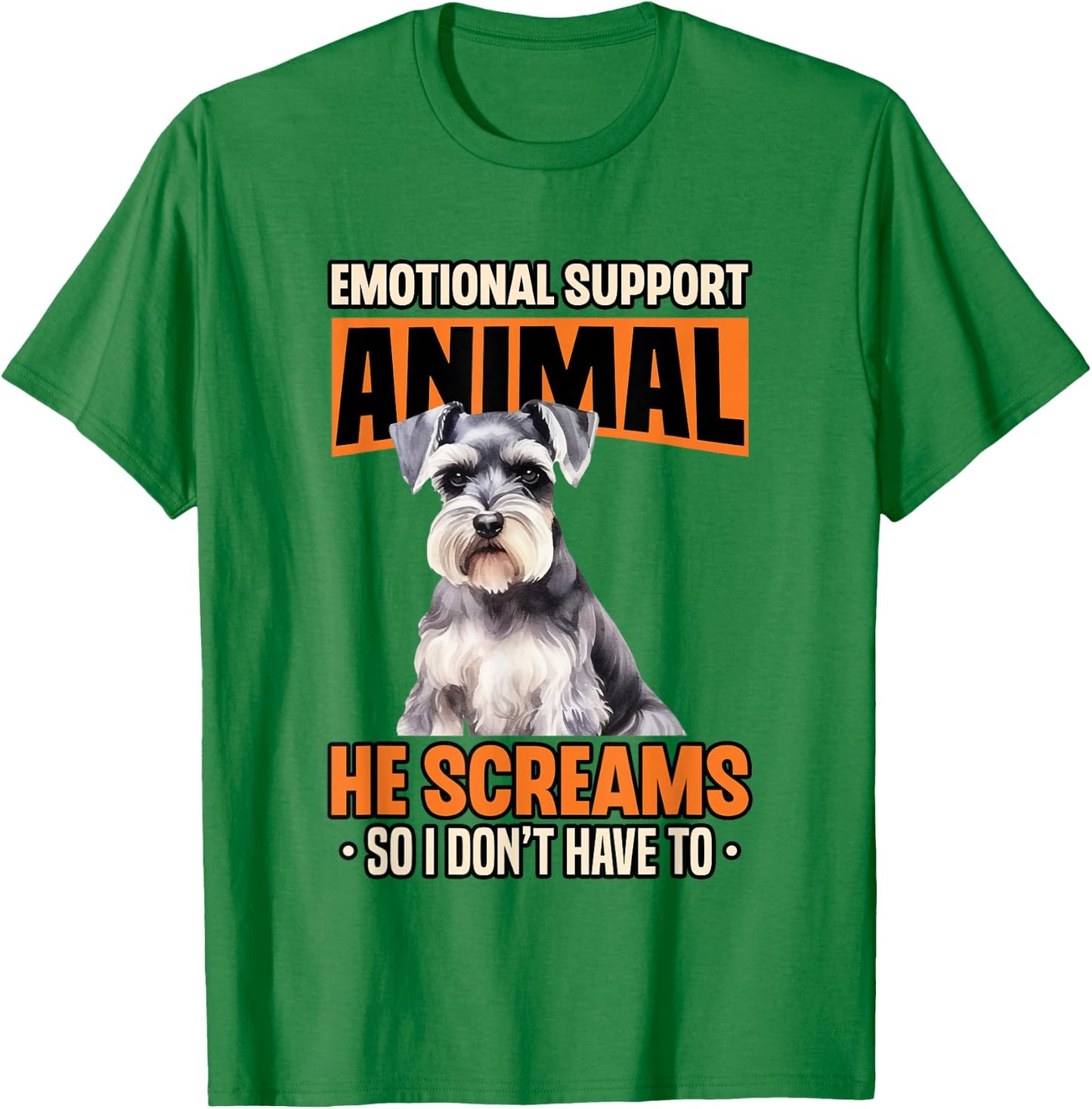 Emotional Support Animal Miniature Schnauzer Dog Breed T-Shirt - T-Shirt | Irish Green