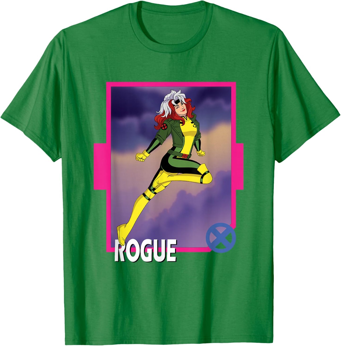 Marvel X-Men '97 Classic Rogue Vintage Super Hero Card T-Shirt - T-Shirt | Irish Green
