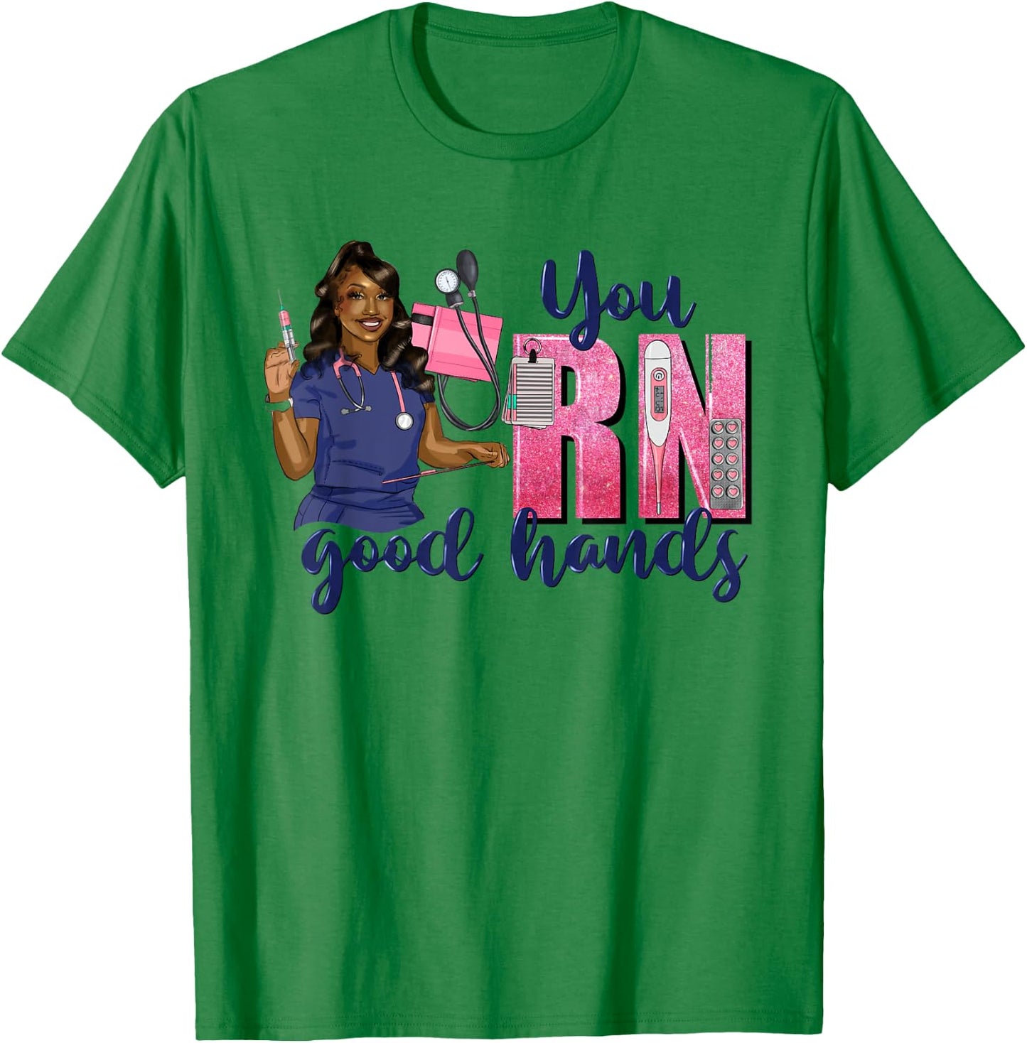 You RN Good Hands School Nurse Week 2025 Nursing Student RN T-Shirt - T-Shirt | Irish Green