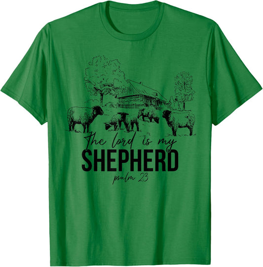 The Lord Is My Shepherd Funny Sheep Farm T-Shirt - T-Shirt | Irish Green