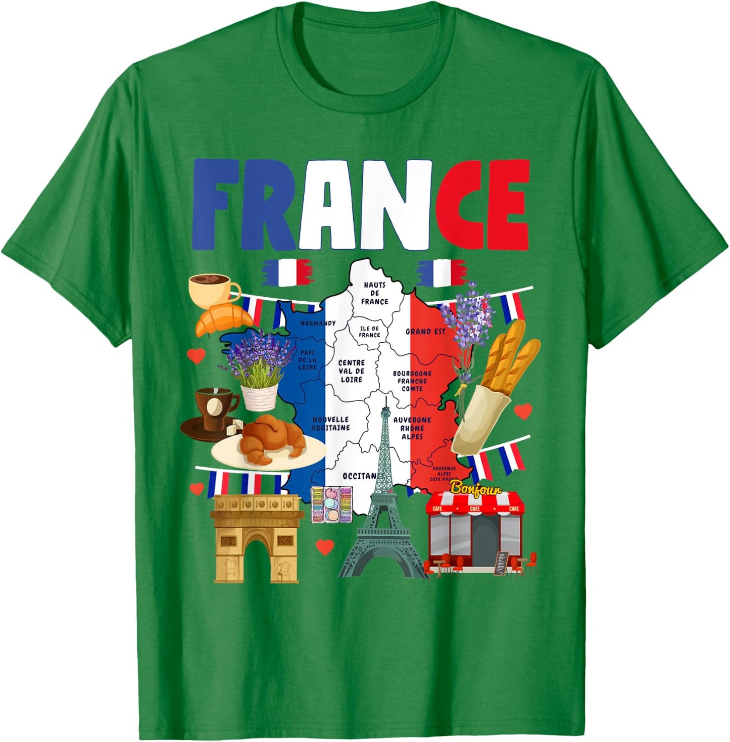 France Flag Outfit Idea For Kids French Flag & Lavender T-Shirt - T-Shirt | Irish Green