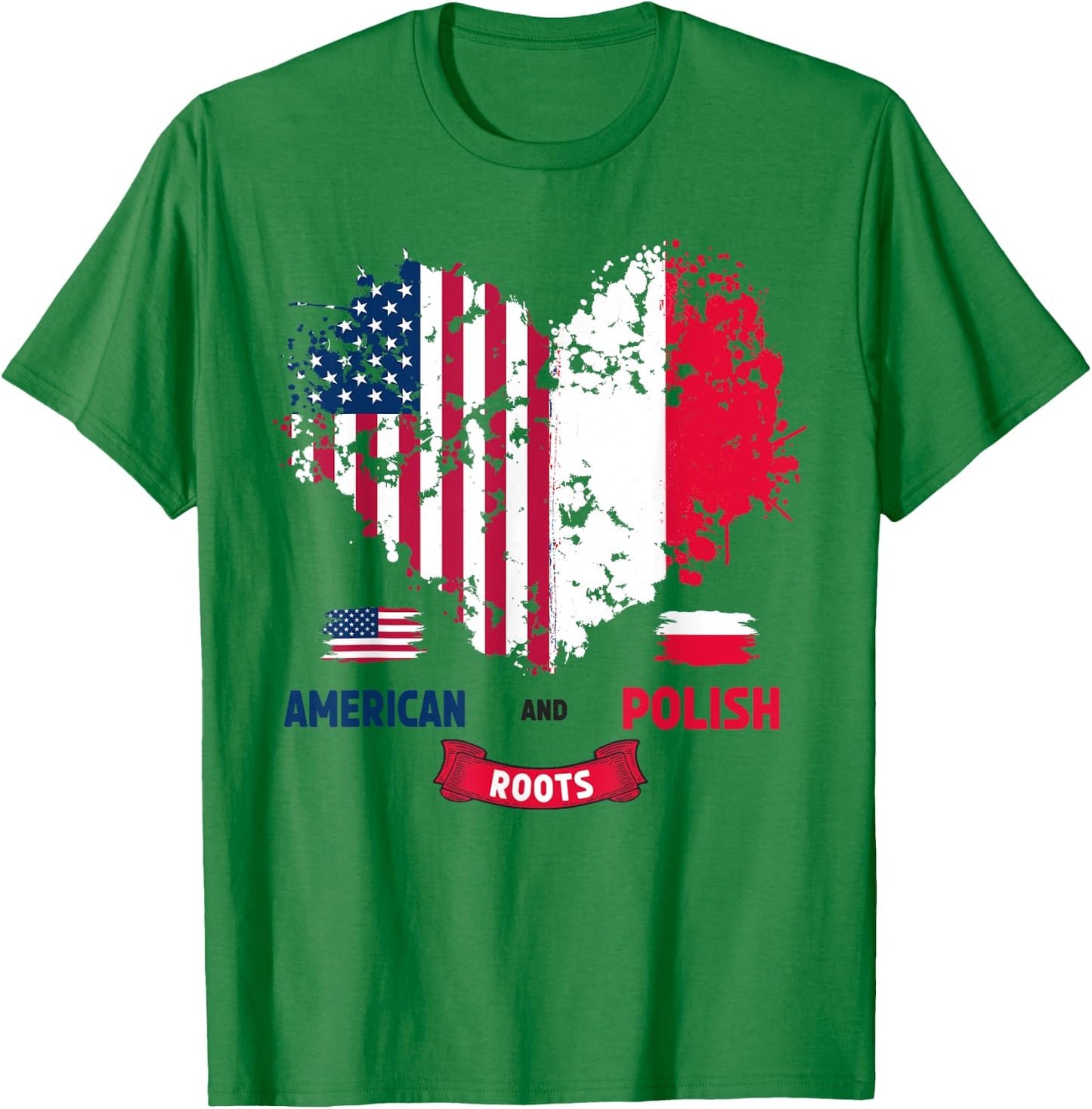 Polish American Flag Ideas For Kids Poland Flag Heart T-Shirt - T-Shirt | Irish Green