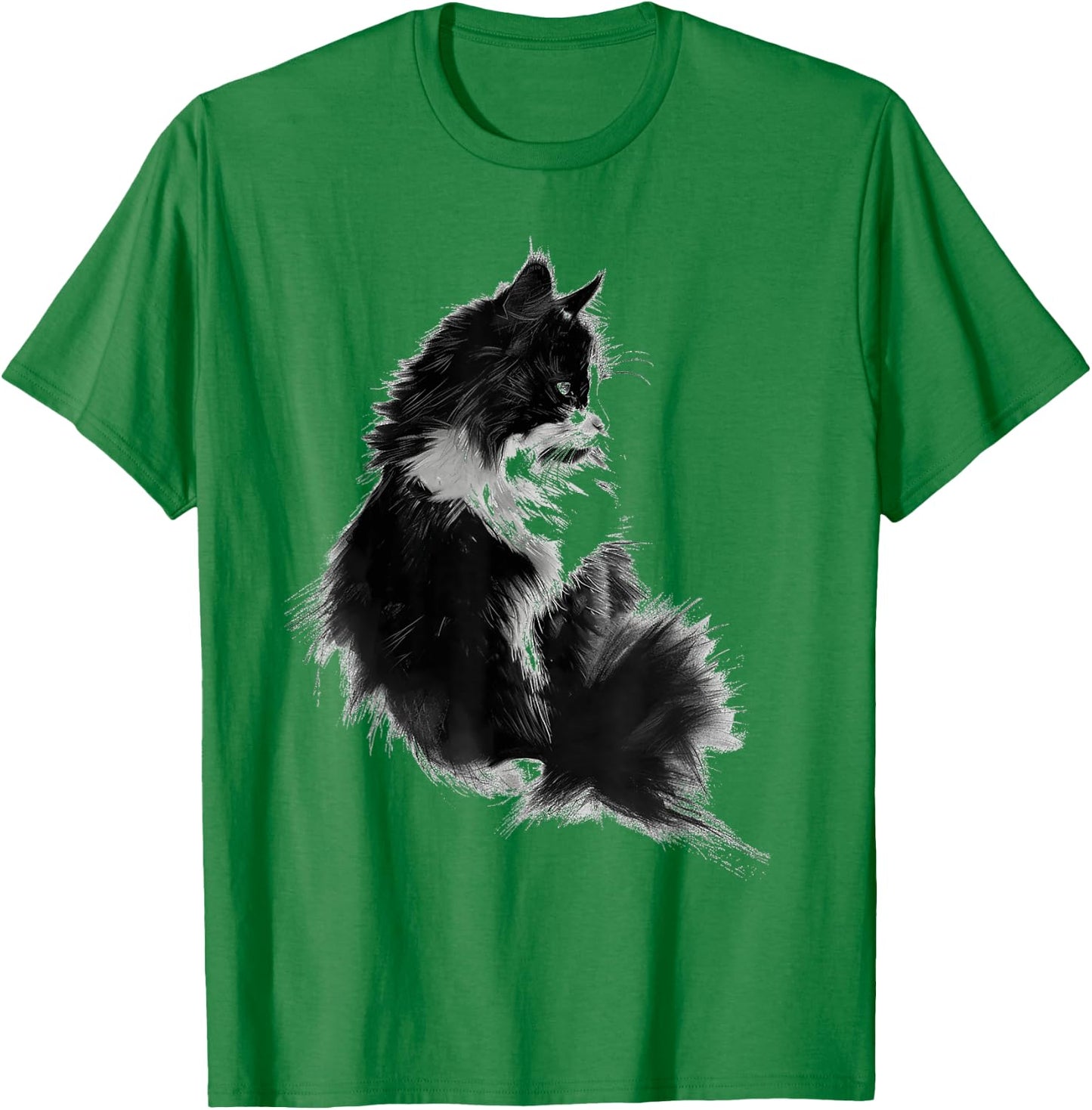 Cat Abstract Graphic Drawing Illustration Animal Cat Women Kids T-Shirt - T-Shirt | Irish Green
