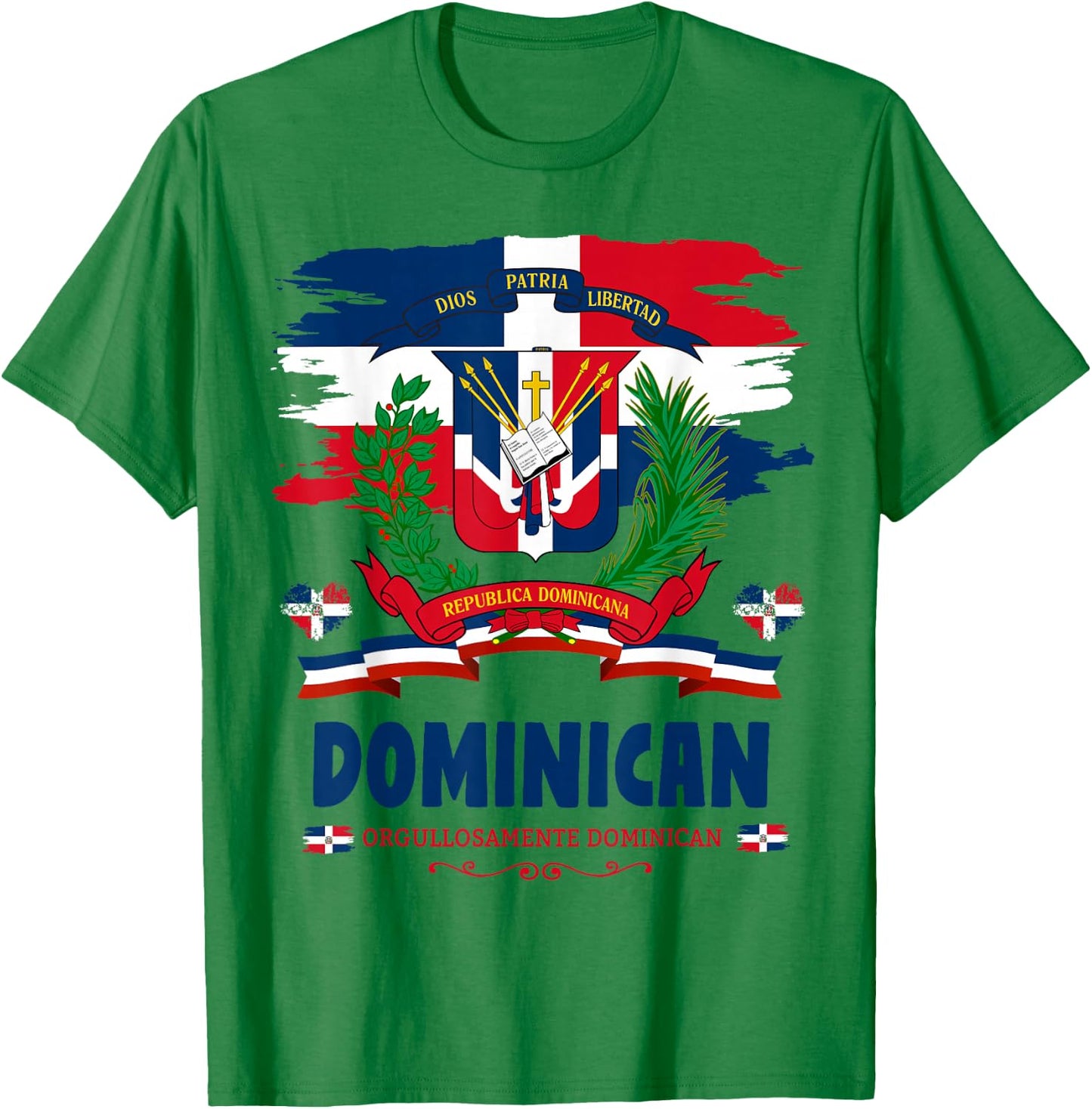 Coat of Arms Republica Dominicana For Kids & Dominican Flag T-Shirt - T-Shirt | Irish Green