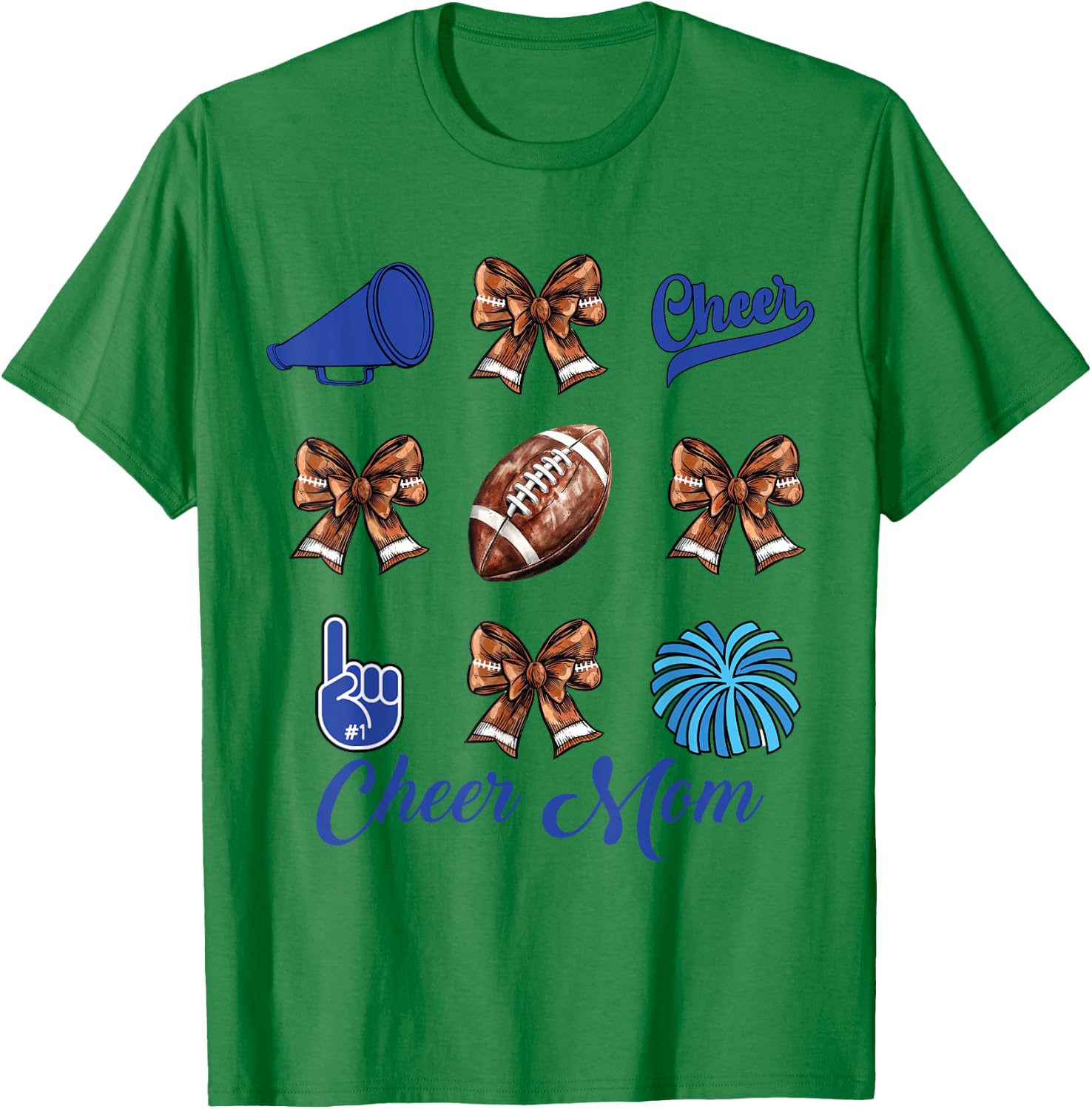 Cheer Mom Football Coquette Bow Cheerleading Mama T-Shirt - T-Shirt | Irish Green