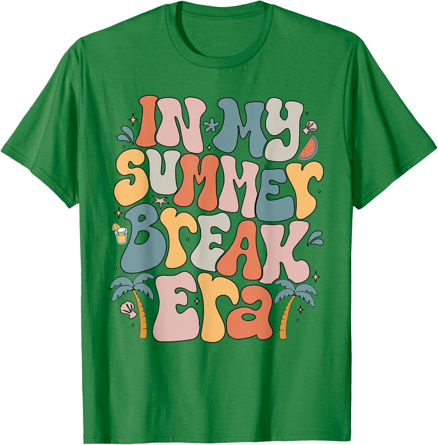 In My Summer Break Era Teacher Summer Break Vacation Groovy Women Kids T-Shirt - T-Shirt | Irish Green