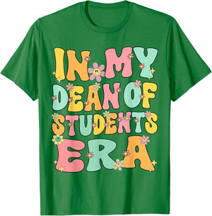 In My Dean of Students Era Retro Groovy Dean of Students T-Shirt - T-Shirt | Irish Green