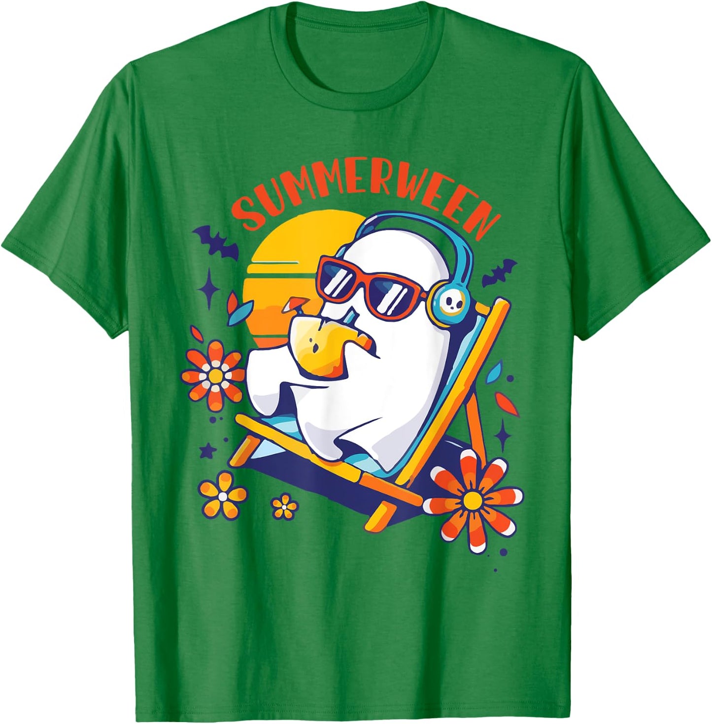 Summerween Cute Spooky Summer Ghost Halloween Lover T-Shirt - T-Shirt | Irish Green