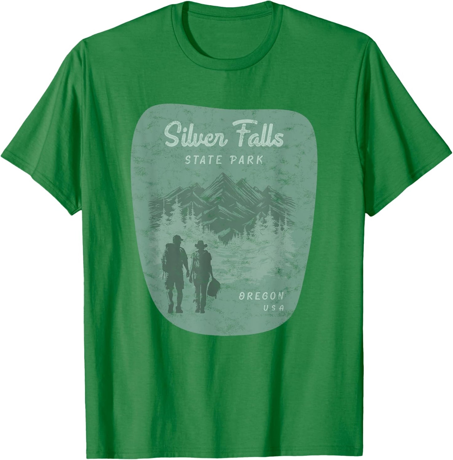 Silver Falls State Park Oregon Hiking Retro Vintage T-Shirt - T-Shirt | Irish Green