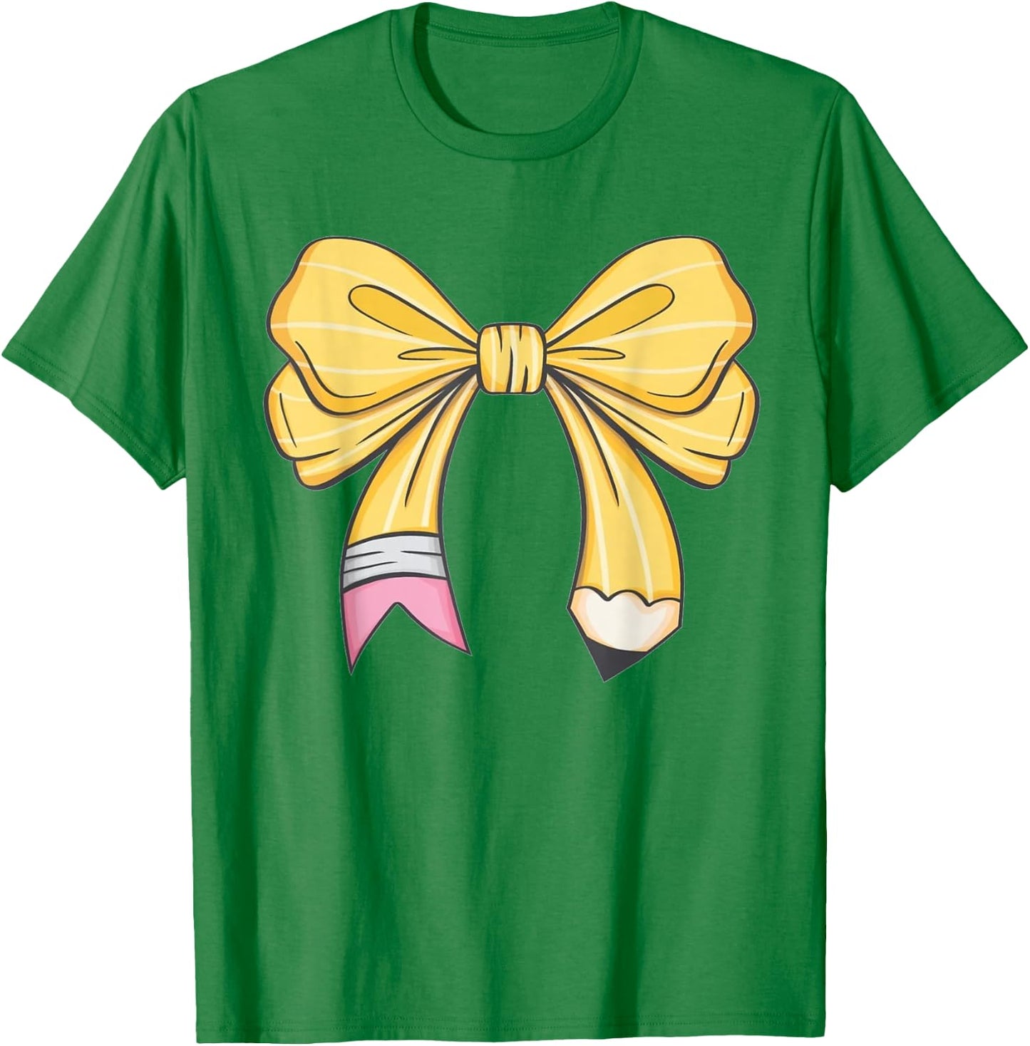 Coquette Pencil Bow Teacher Back To School Men Women T-Shirt - T-Shirt | Irish Green