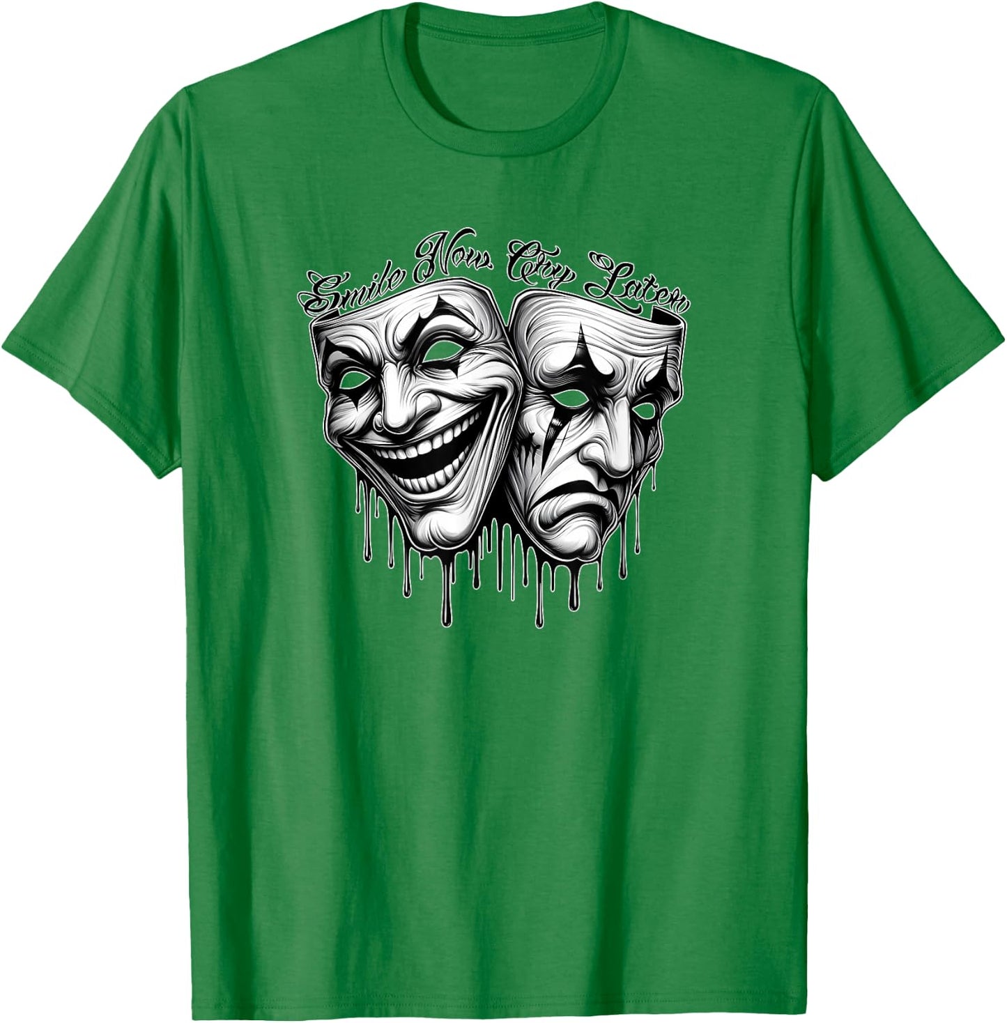 Smile Now CRY Later Payaso Chicano Art Gangster Cholo T-Shirt - T-Shirt | Irish Green