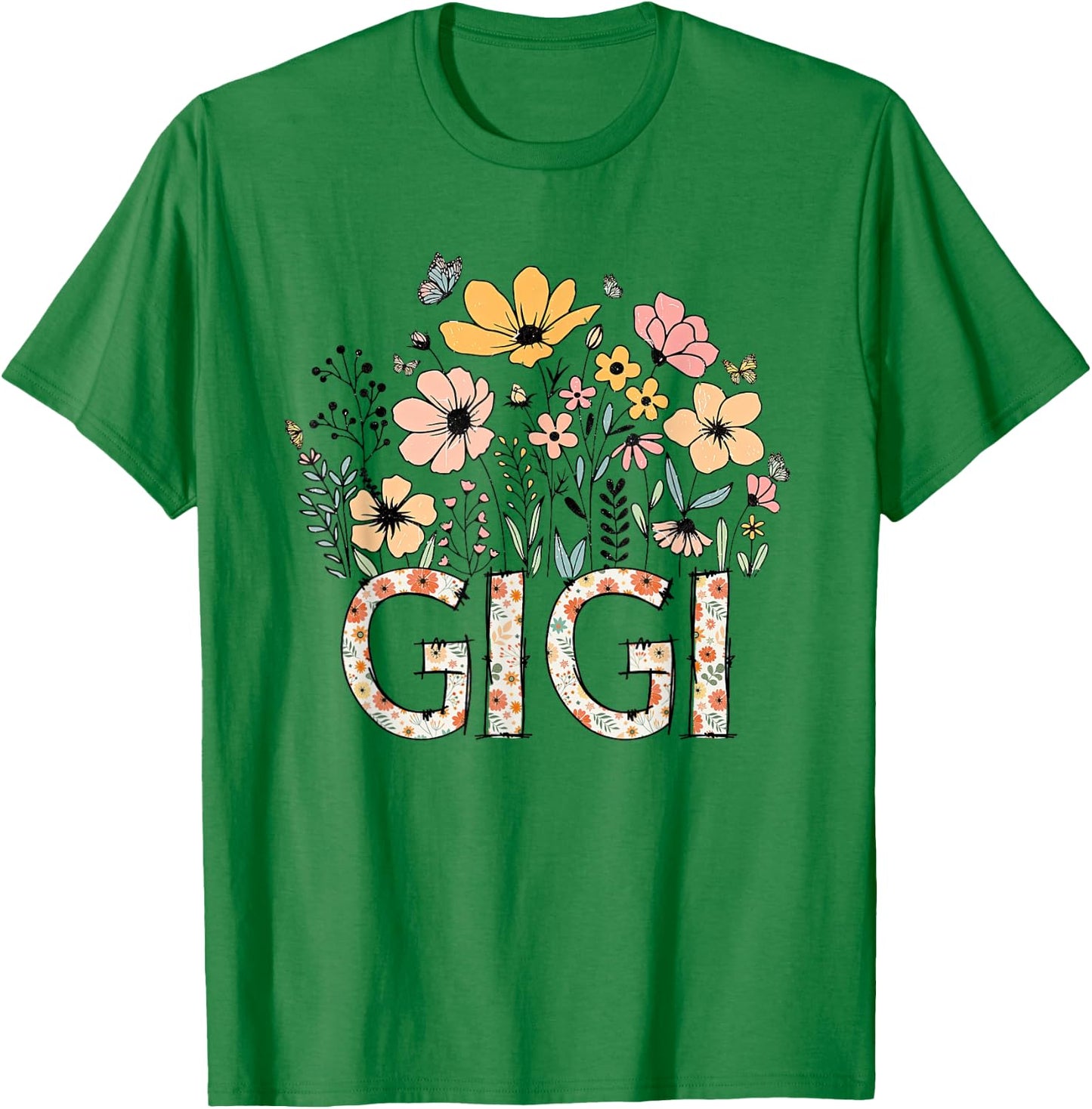 GiGi Wildflower Cute Floral Mother's Day For Grandma Women T-Shirt - T-Shirt | Irish Green