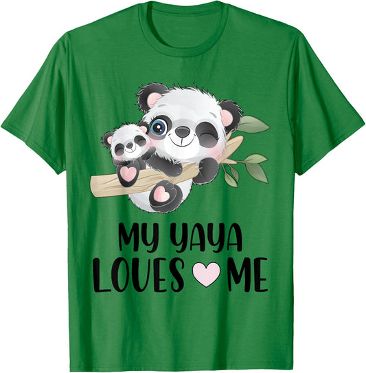 Gift Grandson Granddaughter | Pandas My Yaya Loves Me T-Shirt - T-Shirt | Irish Green