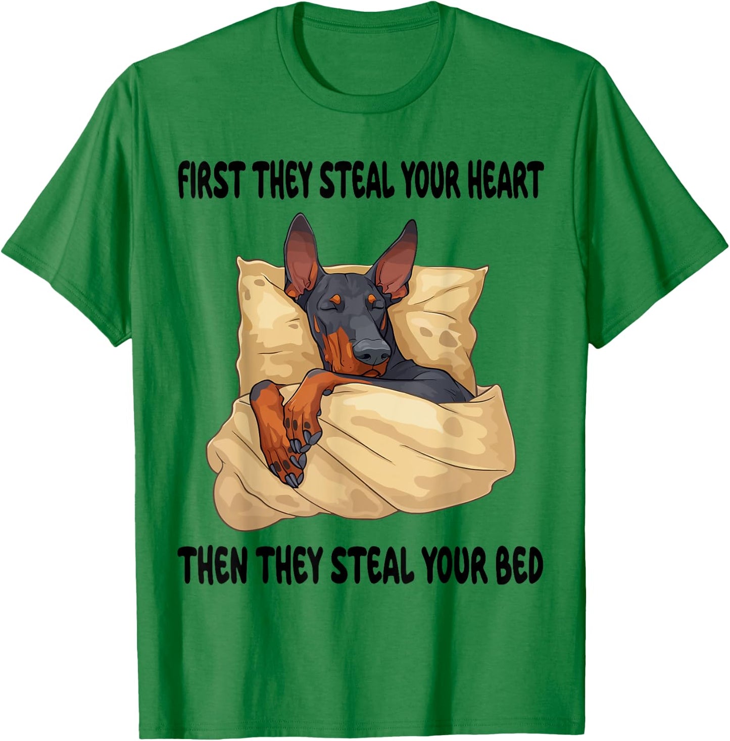 Doberman Pinscher Sleeping Pajamas Nightgown T-Shirt - T-Shirt | Irish Green