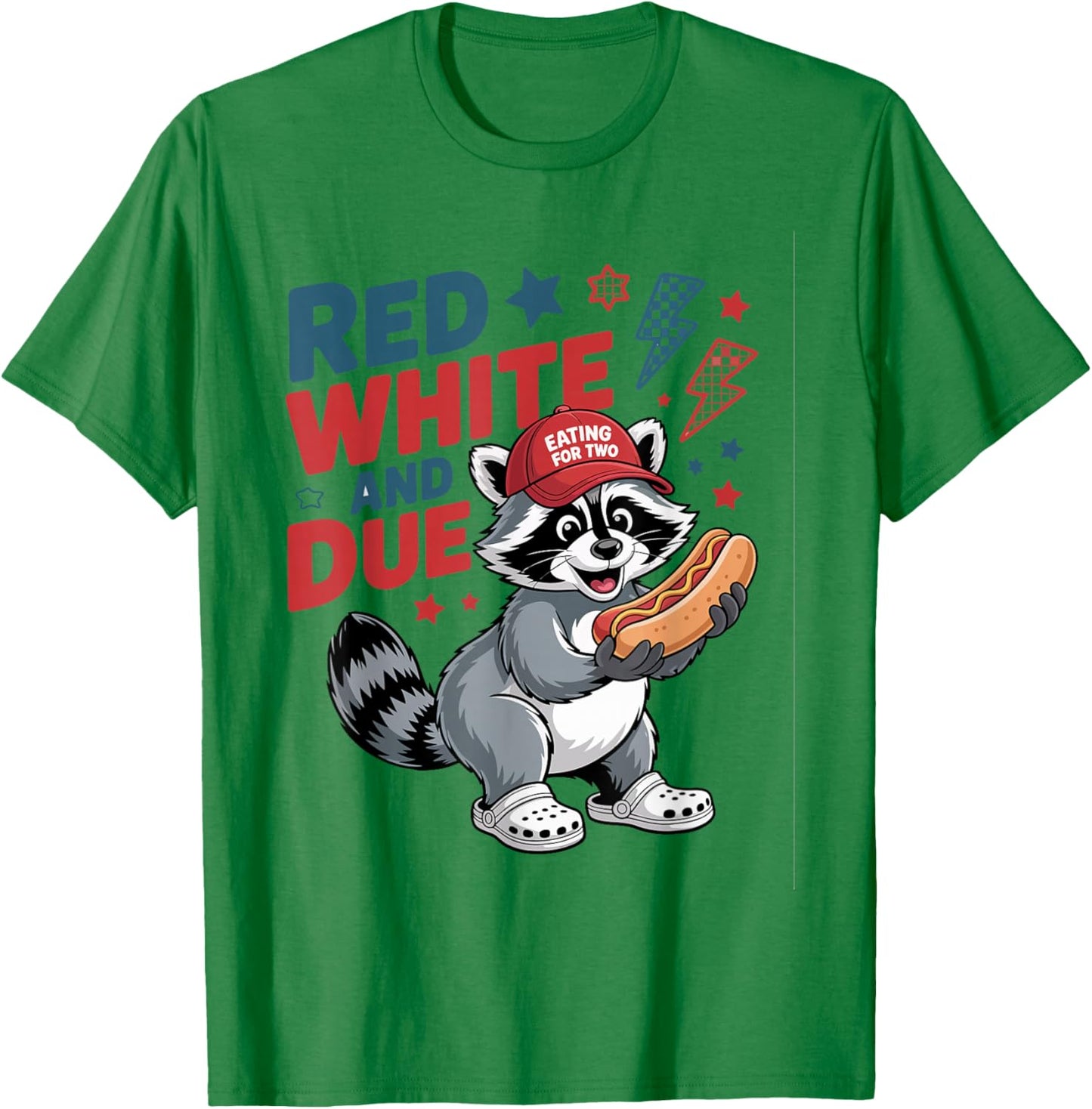 Red White and Due Funny Raccoon 4th of July T-Shirt - T-Shirt | Irish Green