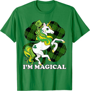 Unicorn Plaid St Patricks Day Magical Lepricorn Girl Women T-Shirt - T-Shirt | Irish Green