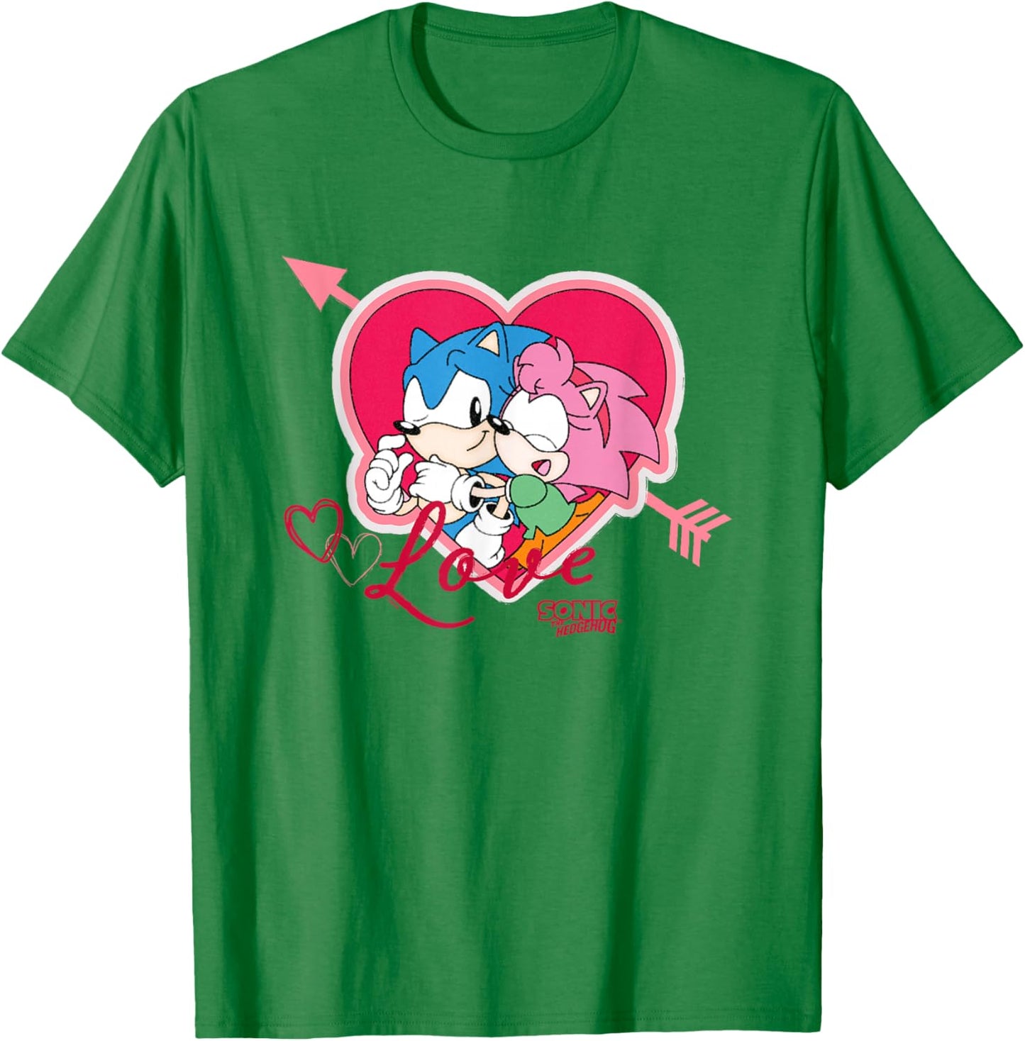 Sonic The Hedgehog Valentine's Day Sonic Amy Love Big Logo T-Shirt - T-Shirt | Irish Green